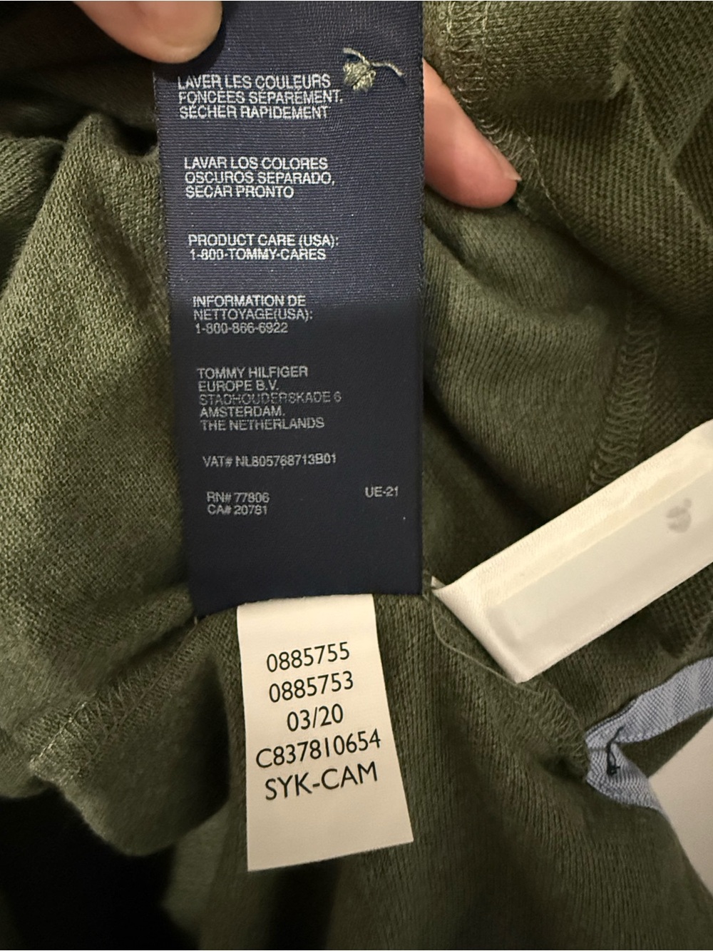 116. Tommy Hilfiger Pique Men’s Olive Green Polo Shirt Large - Picture 7 of 8